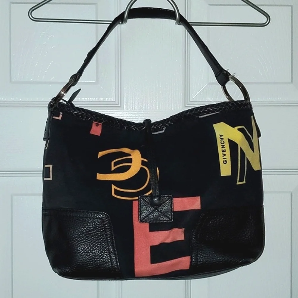 Givenchy Rare Vintage Monogram Logo Hobo Shoulder Bag Purse